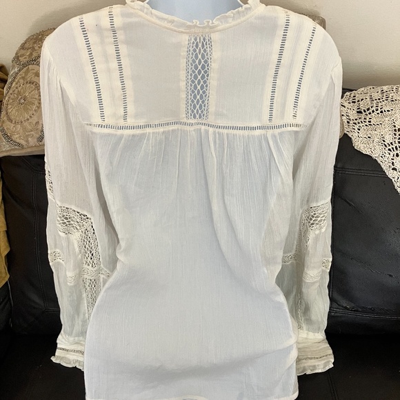 FREE PEOPLE - Long Sleeve Button Up Blouse (Off White) - Picture 6 of 6